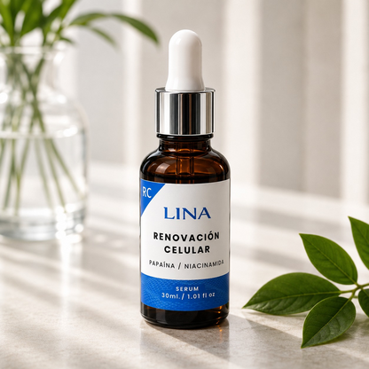 LINA Serum Renovación Celular con Papaína y Niacinamida para Piel Luminosa y Radiante 30ml