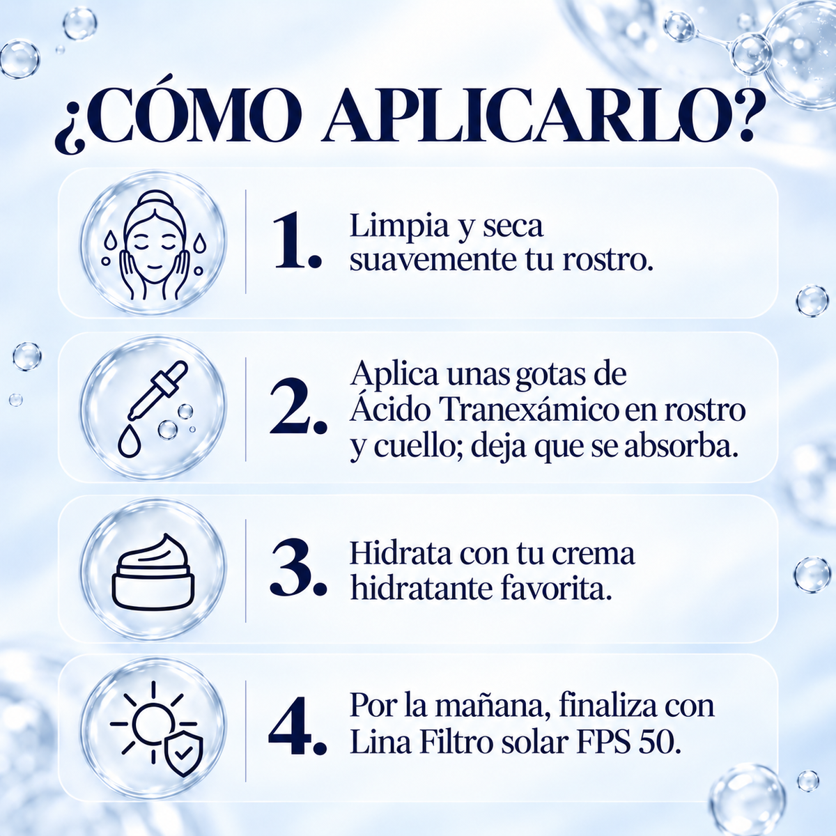 LINA Serum Ácido Tranexámico Despigmentante para Piel Luminosa y Hidratada 30ml Cuidado Facial Diario