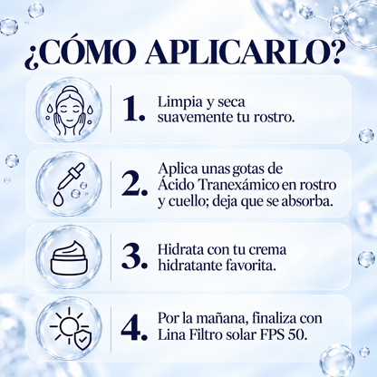 LINA Serum Ácido Tranexámico Despigmentante para Piel Luminosa y Hidratada 30ml Cuidado Facial Diario